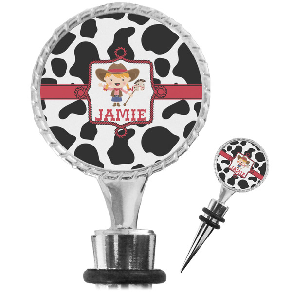 Custom Cowprint Cowgirl Wine Bottle Stopper (Personalized)
