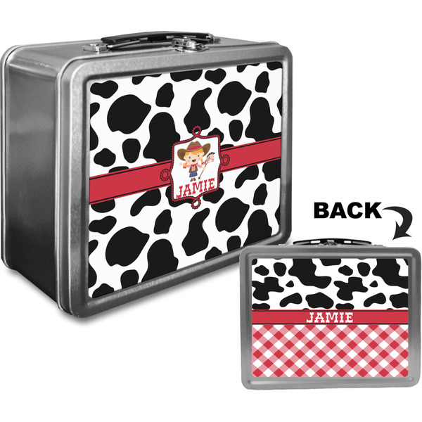 Cowprint Cowgirl Custom Lunch Box / Tin Approval