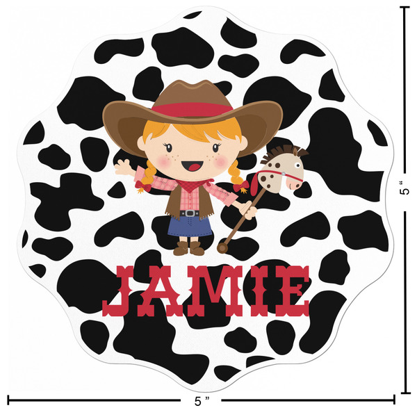 Cowprint Cowgirl Custom Shape Iron On Patches - L - APPROVAL