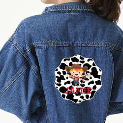 Cowprint Cowgirl Large Custom Shape Patch - 2XL (Personalized)