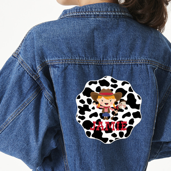 Custom Cowprint Cowgirl Large Custom Shape Patch - 2XL (Personalized)