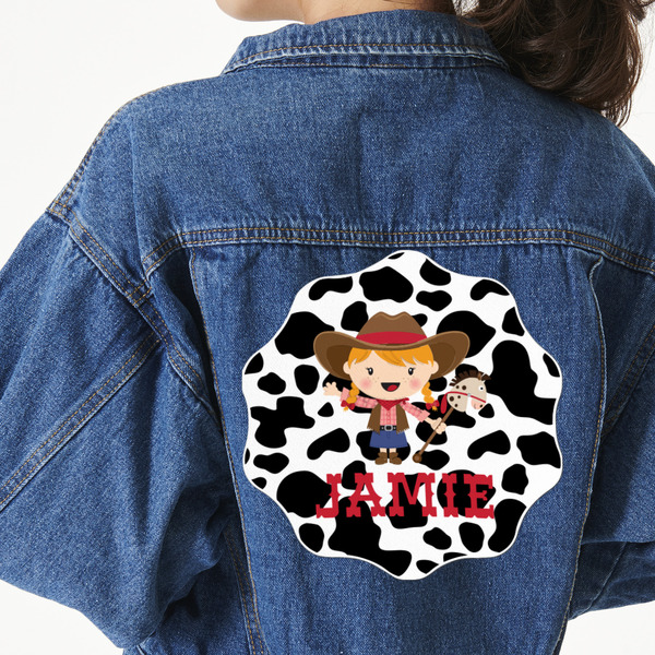 Custom Cowprint Cowgirl Twill Iron On Patch - Custom Shape - 3XL (Personalized)