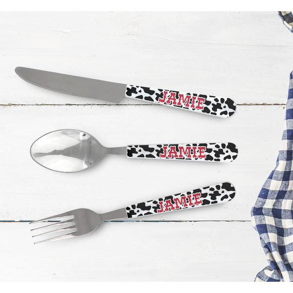 Cowprint Cowgirl Cutlery Set - w/ PLATE