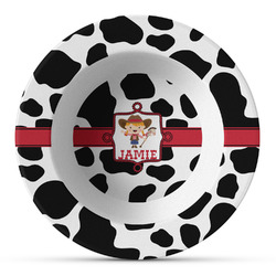Cowprint Cowgirl Plastic Bowl - Microwave Safe - Composite Polymer (Personalized)