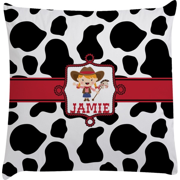 Custom Cowprint Cowgirl Decorative Pillow Case (Personalized)
