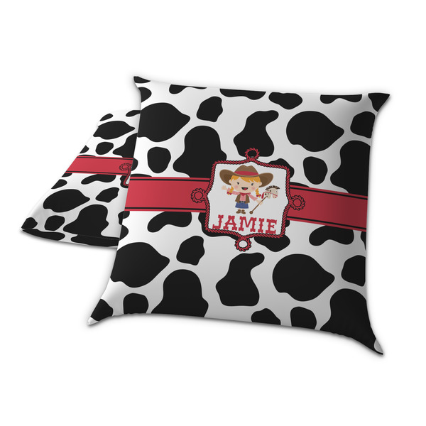 Cowprint Cowgirl Decorative Pillow Case - TWO