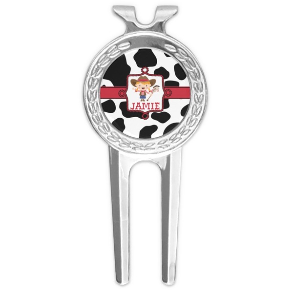 Custom Cowprint Cowgirl Golf Divot Tool & Ball Marker (Personalized)