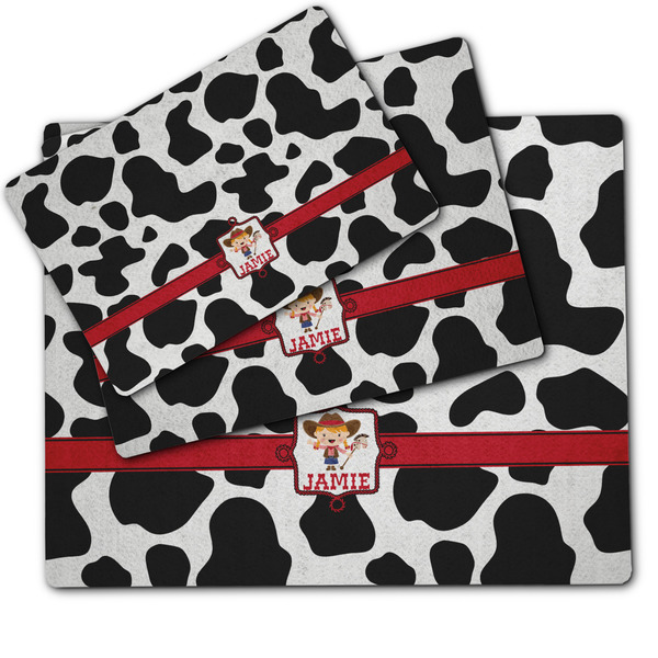 Cowprint Cowgirl Dog Food Mat - MAIN (sm, med, lrg)