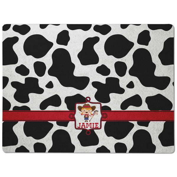 Cowprint Cowgirl Dog Food Mat - Medium without bowls