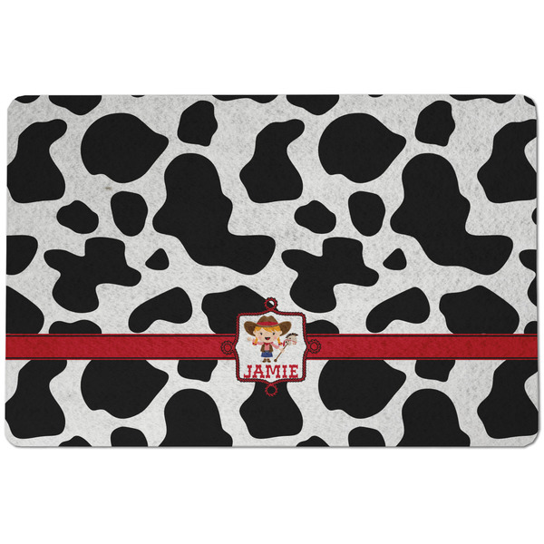 Custom Cowprint Cowgirl Dog Food Mat w/ Name or Text