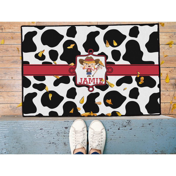 Cowprint Cowgirl Door Mat - LIFESTYLE (Med)