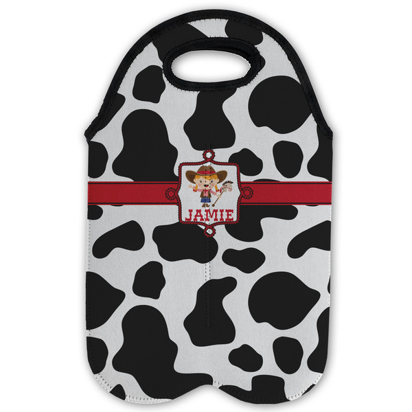 Cowprint Cowgirl Double Wine Tote - Flat (new)