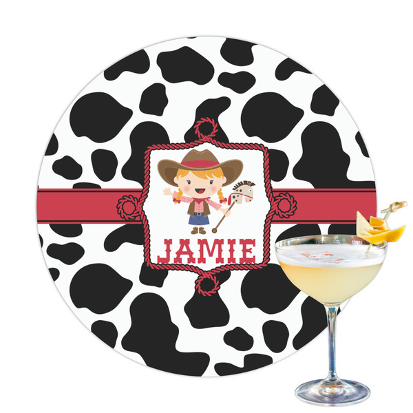 Custom Cowprint Cowgirl Printed Drink Topper (Personalized)
