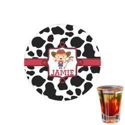 Cowprint Cowgirl Printed Drink Topper - 1.5" (Personalized)
