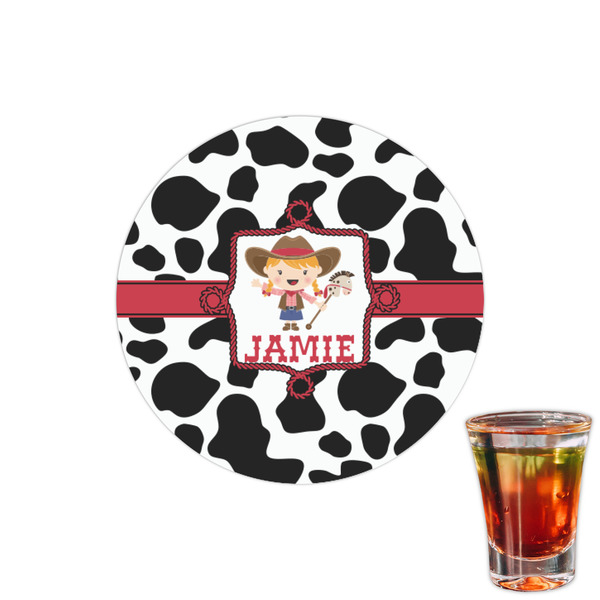 Custom Cowprint Cowgirl Printed Drink Topper - 1.5" (Personalized)