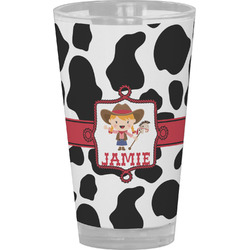 Cowprint Cowgirl Pint Glass - Full Color (Personalized)