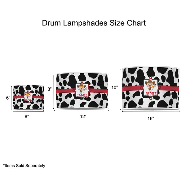 Cowprint Cowgirl Drum Lampshades - Sizing Chart
