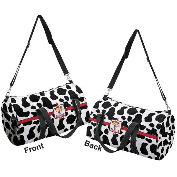 Cowprint Cowgirl Duffle bag large front and back sides