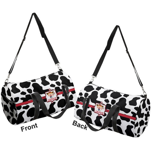 Cowprint Cowgirl Duffle bag small front and back sides