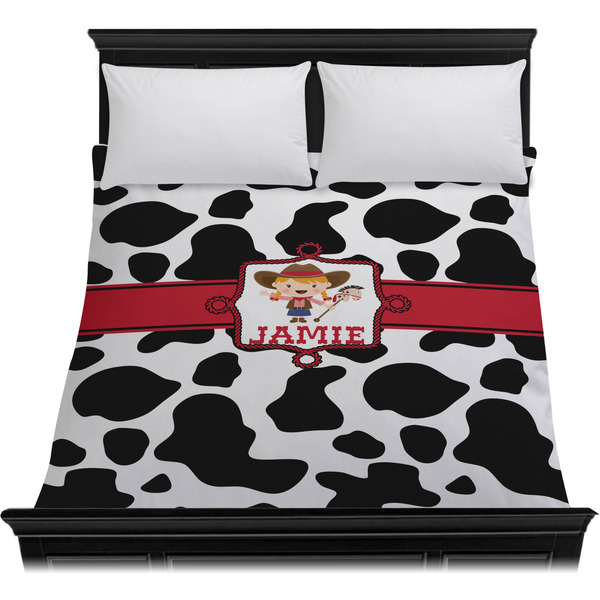 Cowprint Cowgirl Duvet Cover - Queen - On Bed - No Prop