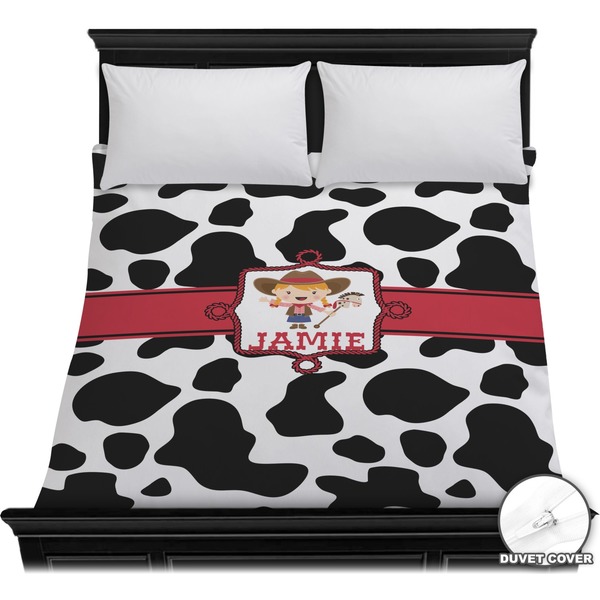 Custom Cowprint Cowgirl Duvet Cover - Full / Queen (Personalized)