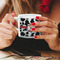 Cowprint Cowgirl Espresso Cup - 6oz (Double Shot) LIFESTYLE (Woman hands cropped)
