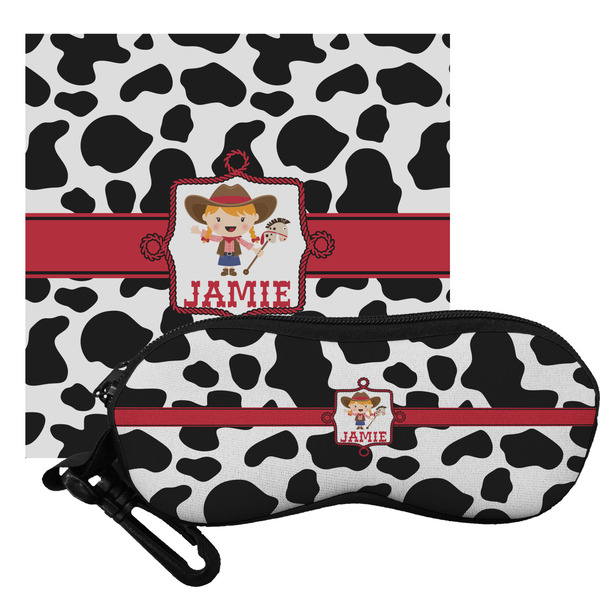 Custom Cowprint Cowgirl Eyeglass Case & Cloth (Personalized)