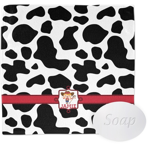 Custom Cowprint Cowgirl Washcloth (Personalized)