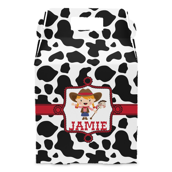 Cowprint Cowgirl Gable Favor Box - Front