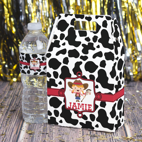 Cowprint Cowgirl Gable Favor Box - In Context