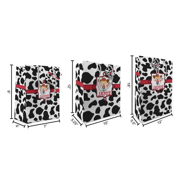 Cowprint Cowgirl Gift Bags - All Sizes - Dimensions