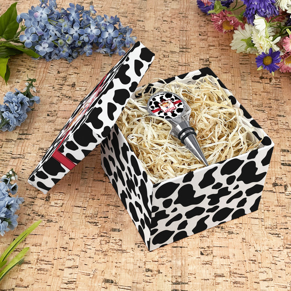 Cowprint Cowgirl Gift Boxes with Lid - Canvas Wrapped - Medium - In Context