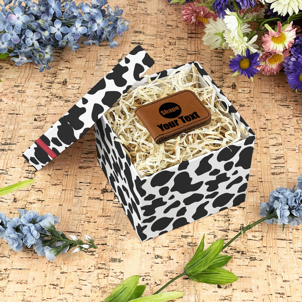 Cowprint Cowgirl Gift Boxes with Lid - Canvas Wrapped - Small - In Context