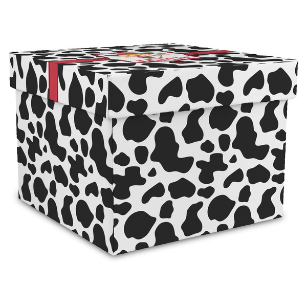 Custom Cowprint Cowgirl Gift Box with Lid - Canvas Wrapped - X-Large (Personalized)