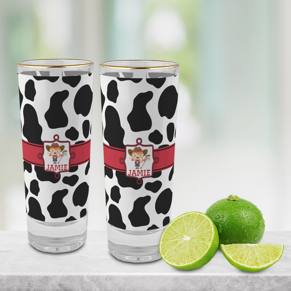 Cowprint Cowgirl Glass Shot Glass - 2 oz - LIFESTYLE