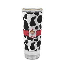 Cowprint Cowgirl 2 oz Shot Glass - Glass with Gold Rim (Personalized)