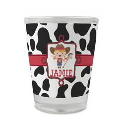 Cowprint Cowgirl Glass Shot Glass - 1.5 oz - Single (Personalized)