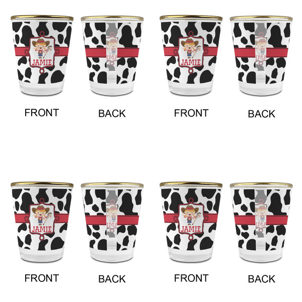 Cowprint Cowgirl Glass Shot Glass - with gold rim - Set of 4 - APPROVAL