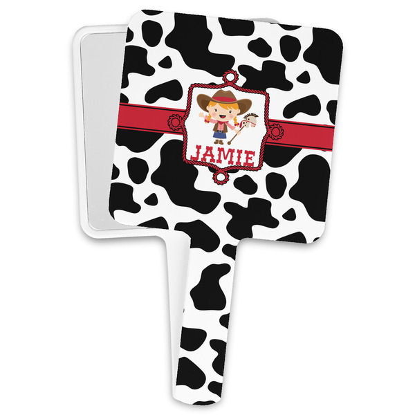 Custom Cowprint Cowgirl Hand Mirror (Personalized)