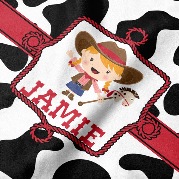 Cowprint Cowgirl Hooded Baby Towel- Detail Close Up