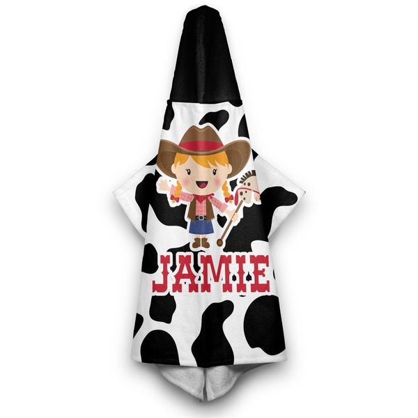 Cowprint Cowgirl Hooded Towel - Hanging