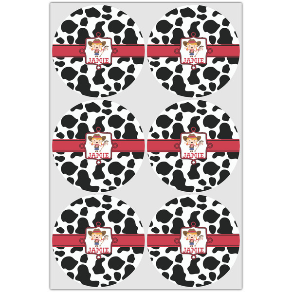 Cowprint Cowgirl Icing Circle - Large - Set of 6