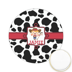 Cowprint Cowgirl Printed Cookie Topper - 2.15" (Personalized)