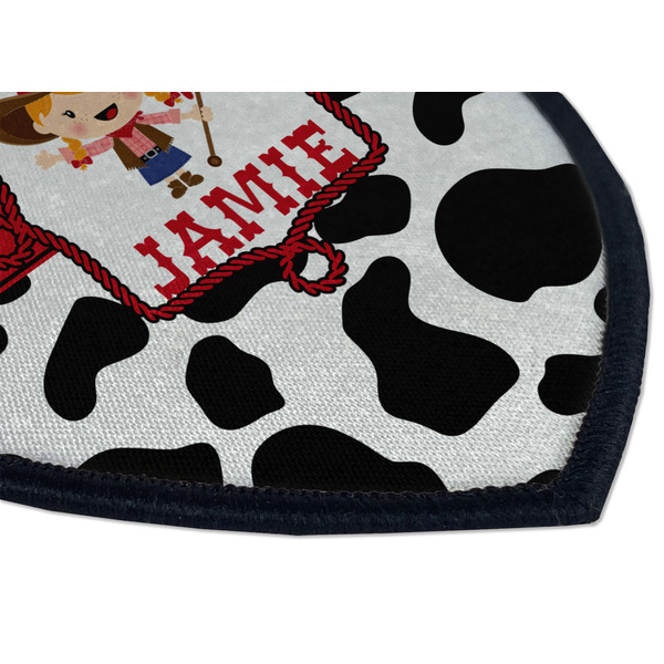 Cowprint Cowgirl Iron on Shield 3 Detail
