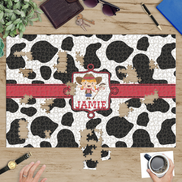Cowprint Cowgirl Jigsaw Puzzle 1014 Piece - In Context