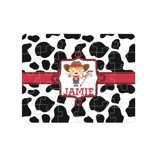 Custom Cowprint Cowgirl Jigsaw Puzzles (Personalized)