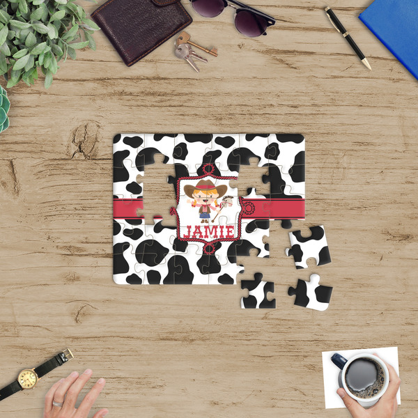 Cowprint Cowgirl Jigsaw Puzzle 30 Piece - In Context