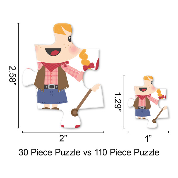 Cowprint Cowgirl Jigsaw Puzzle - Piece Comparison