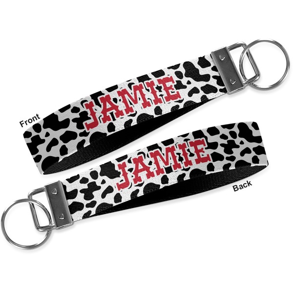 Cowprint Cowgirl Key-chain - Metal and Nylon - Front and Back