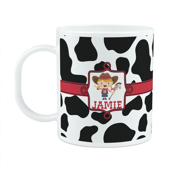 Custom Cowprint Cowgirl Plastic Kids Mug (Personalized)
